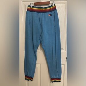 Aviator Nation | Women’s Rainbow Ribbed Sweatpants Blue Sz M‎